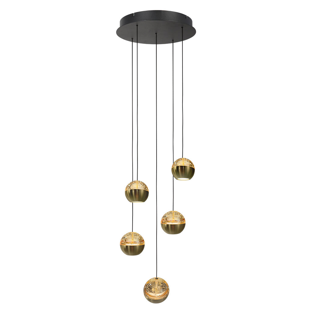 Belluno 4585ME – Luxe hanglamp in messing met 5 lichtpunten