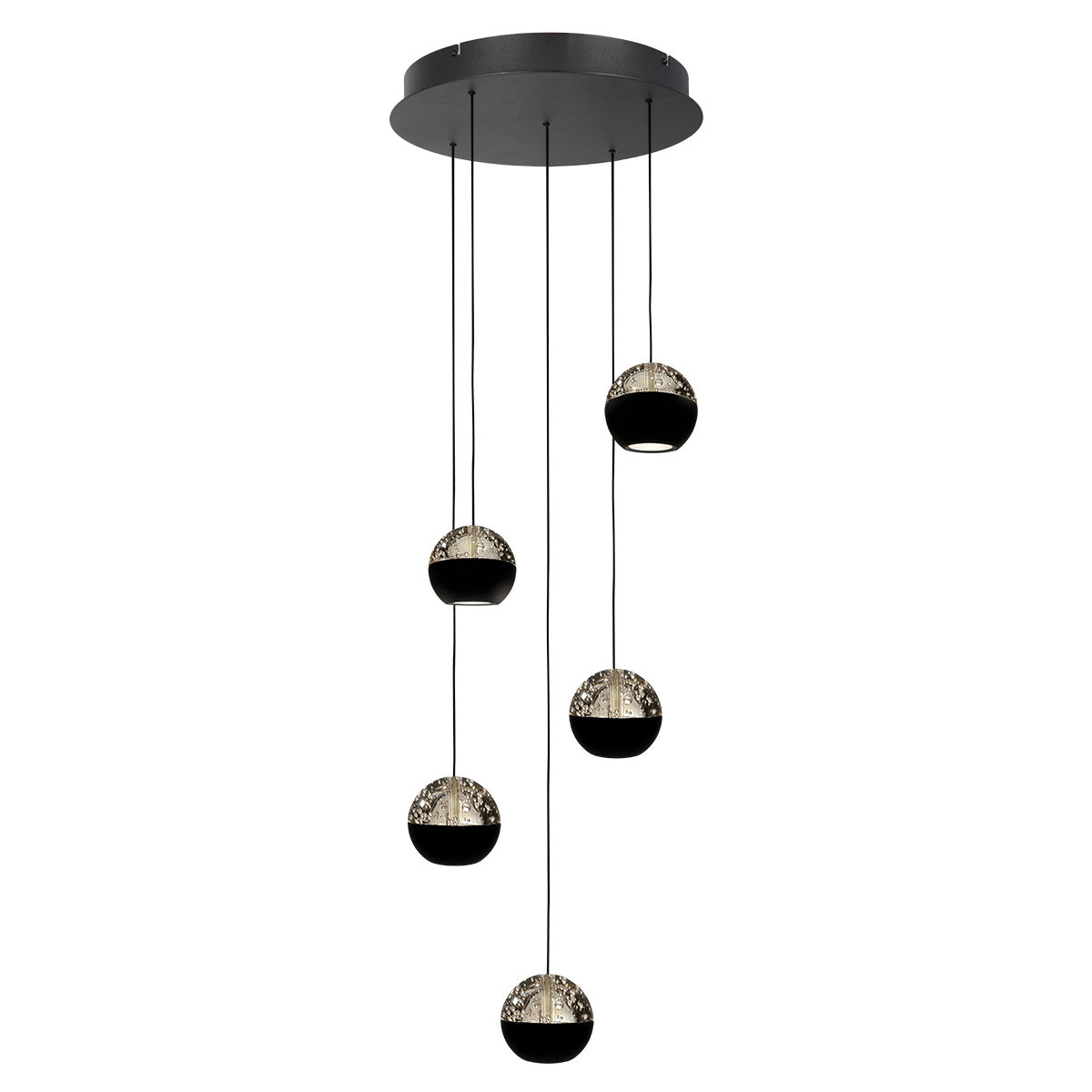 Belluno 4585ZW – 5-lichts ronde hanglamp met cable lift