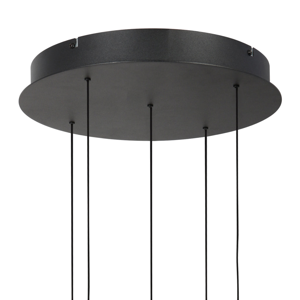 Belluno 4585ZW – 5-lichts ronde hanglamp met cable lift