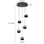 Belluno 4585ZW – 5-lichts ronde hanglamp met cable lift