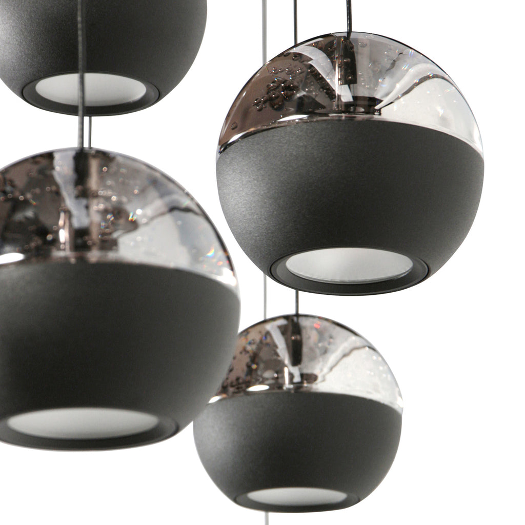 Belluno 4585ZW – 5-lichts ronde hanglamp met cable lift