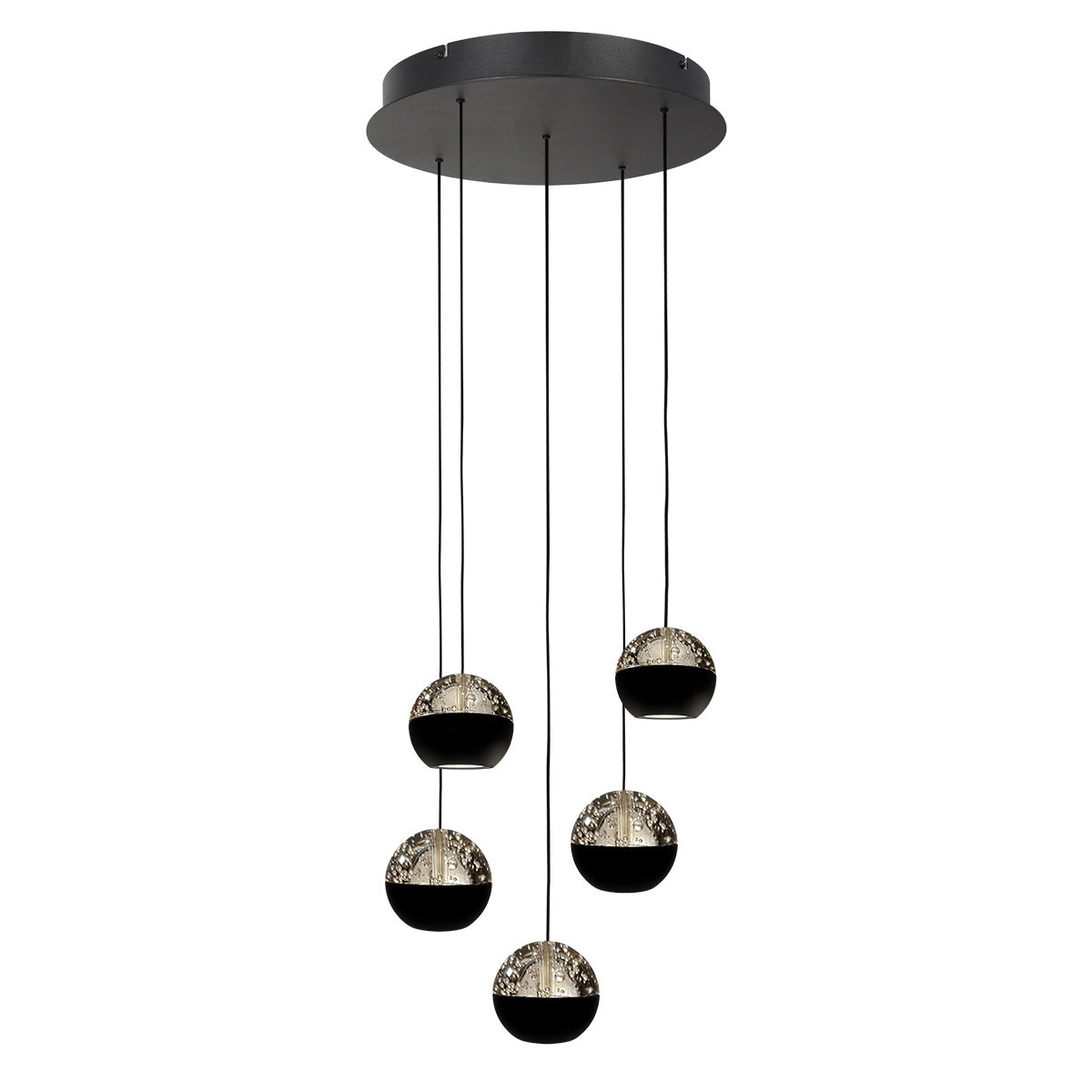 Belluno 4585ZW – 5-lichts ronde hanglamp met cable lift