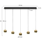 Belluno 4586ME – Luxe messing zwarte hanglamp met lift systeem