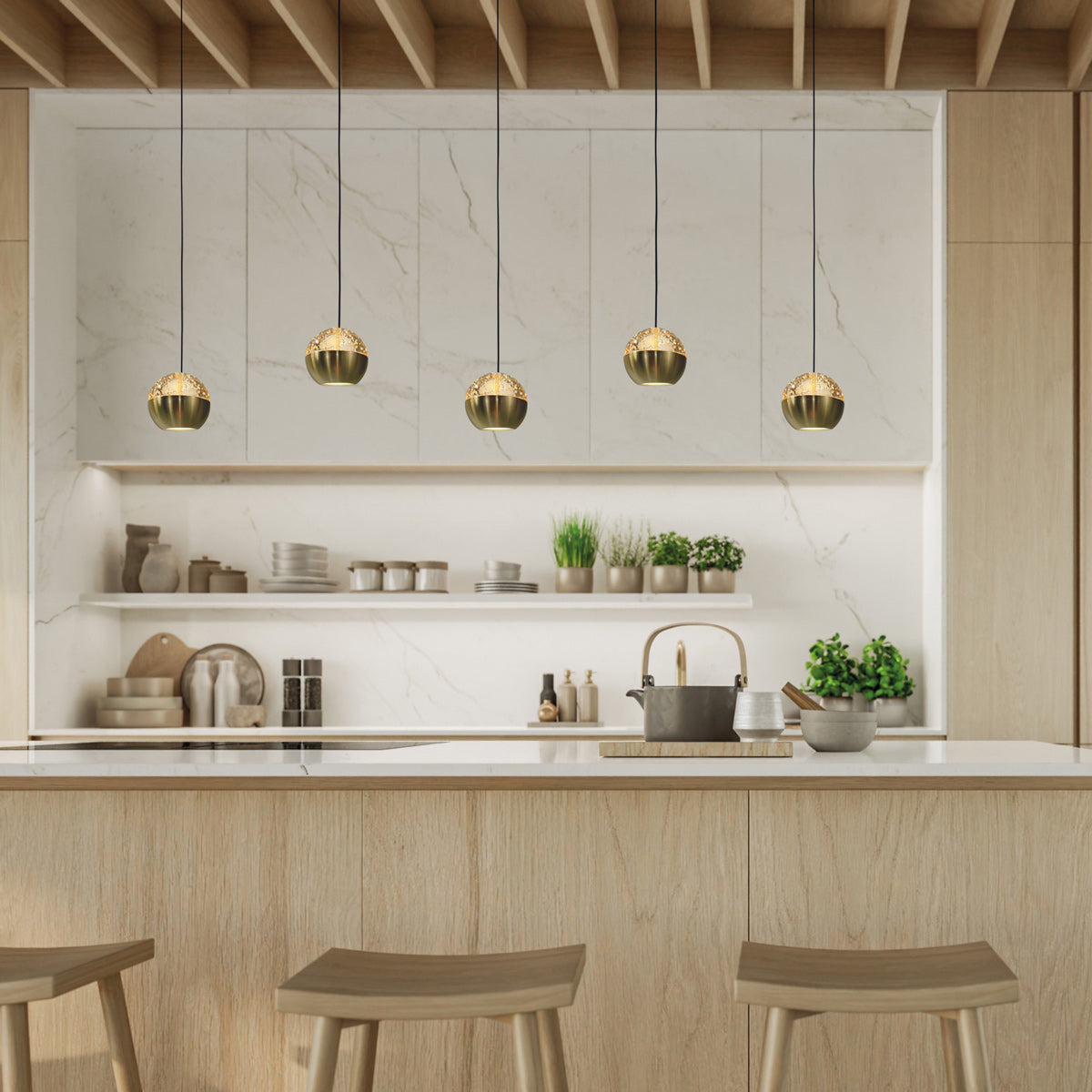 Belluno 4586ME – Luxe messing zwarte hanglamp met lift systeem