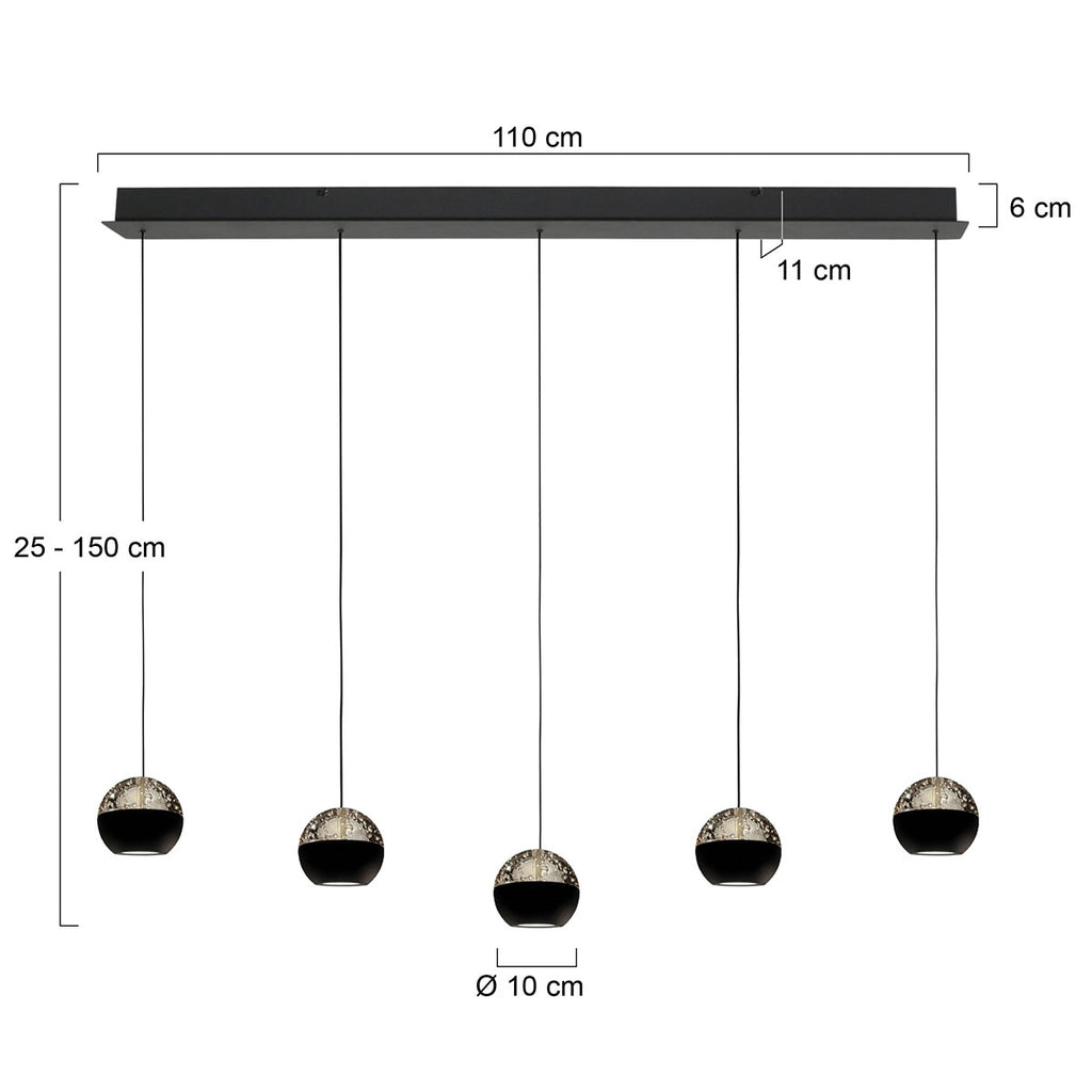 Belluno 4586ZW – 5-lichts hanglamp met cable lift