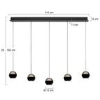 Belluno 4586ZW – 5-lichts hanglamp met cable lift