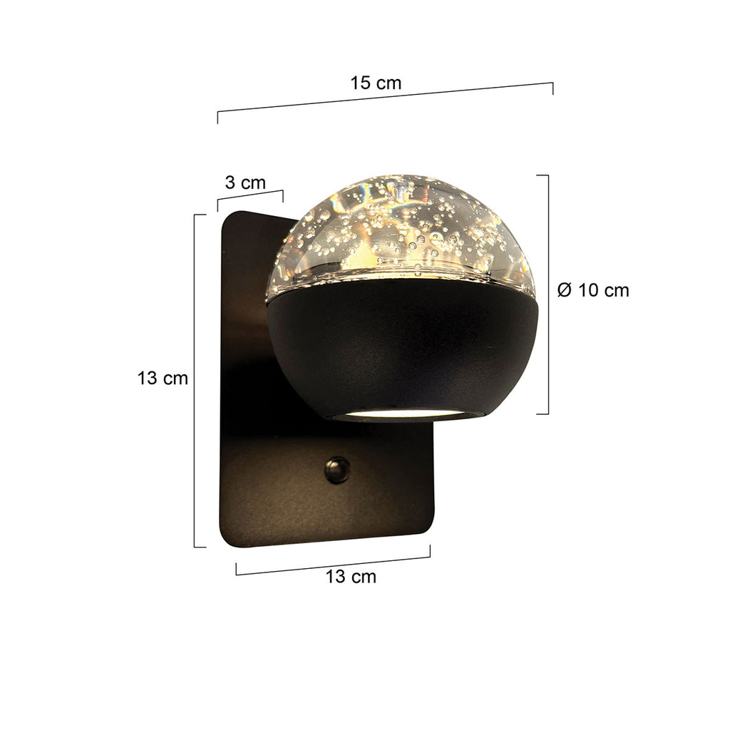 Belluno 4588ZW – Zwarte 1-lichts wandlamp dimbaar