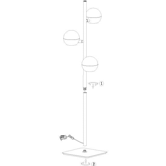 Belluno 4590ZW – 3-lichts vloerlamp smoke glas