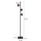 Belluno 4590ZW – 3-lichts vloerlamp smoke glas