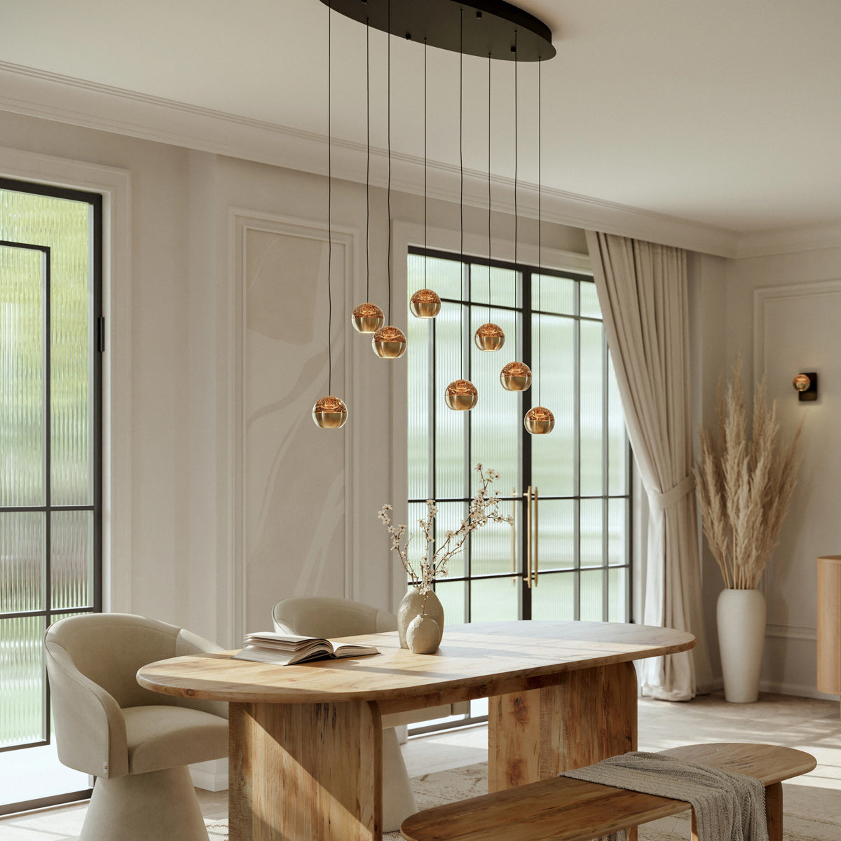 Belluno 4591ME – 8-lichts hanglamp ovaal met cable lift