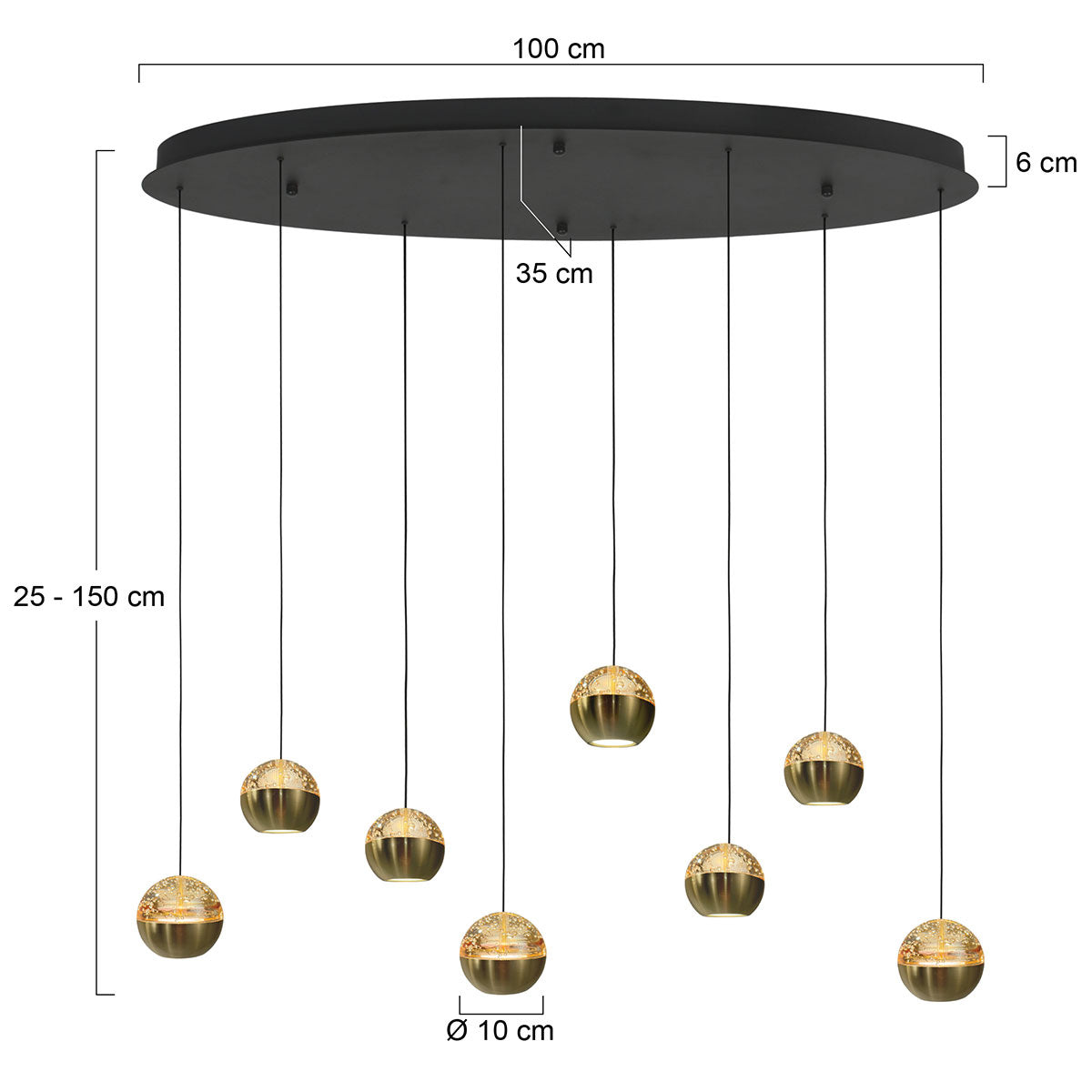 Belluno 4591ME – 8-lichts hanglamp ovaal met cable lift