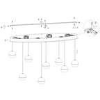 Belluno 4591ZW – 8-lichts hanglamp met cable lift