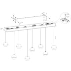 Belluno 4592ZW – 8-lichts hanglamp met cable lift