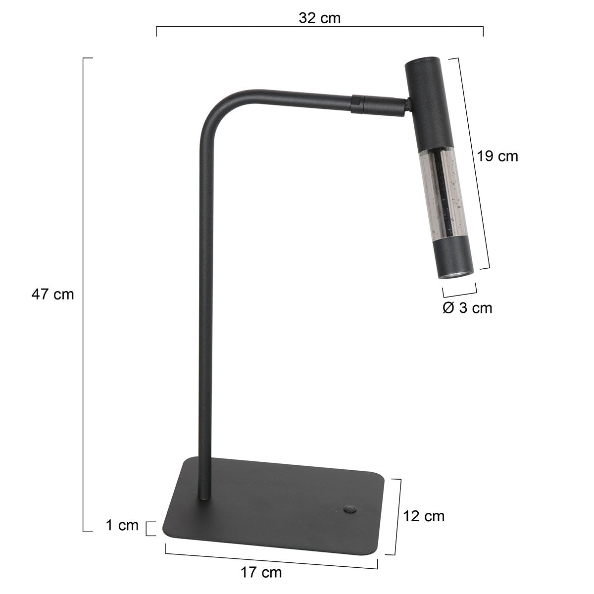 Tafellamp Alisio 4593ZW 1-lichts luxe glas in zwart met pushdimmer