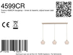 Travino 4599CR hanglamp – linnen & travertin, stijlvol boven tafel
