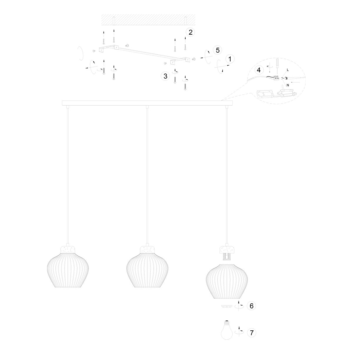 Travino 4599CR hanglamp – linnen & travertin, stijlvol boven tafel