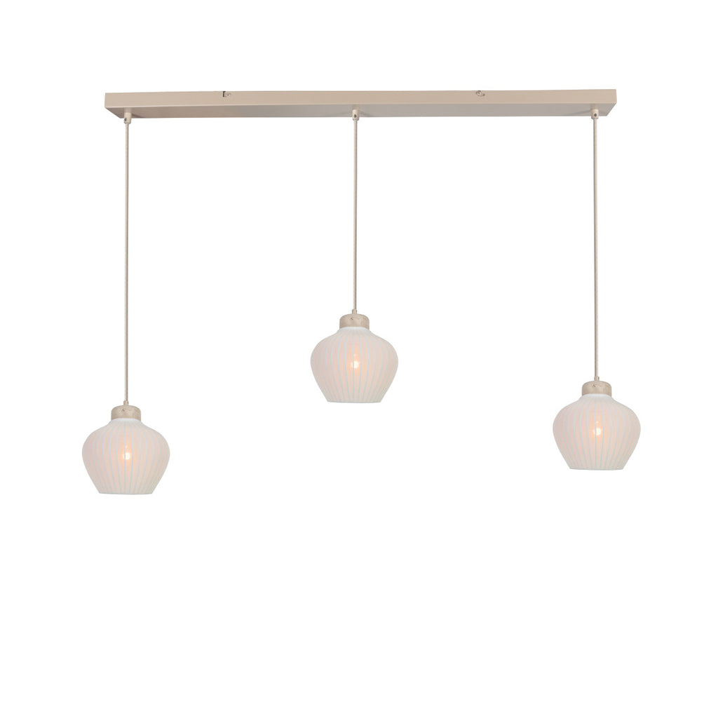 Travino 4599CR hanglamp – linnen & travertin, stijlvol boven tafel