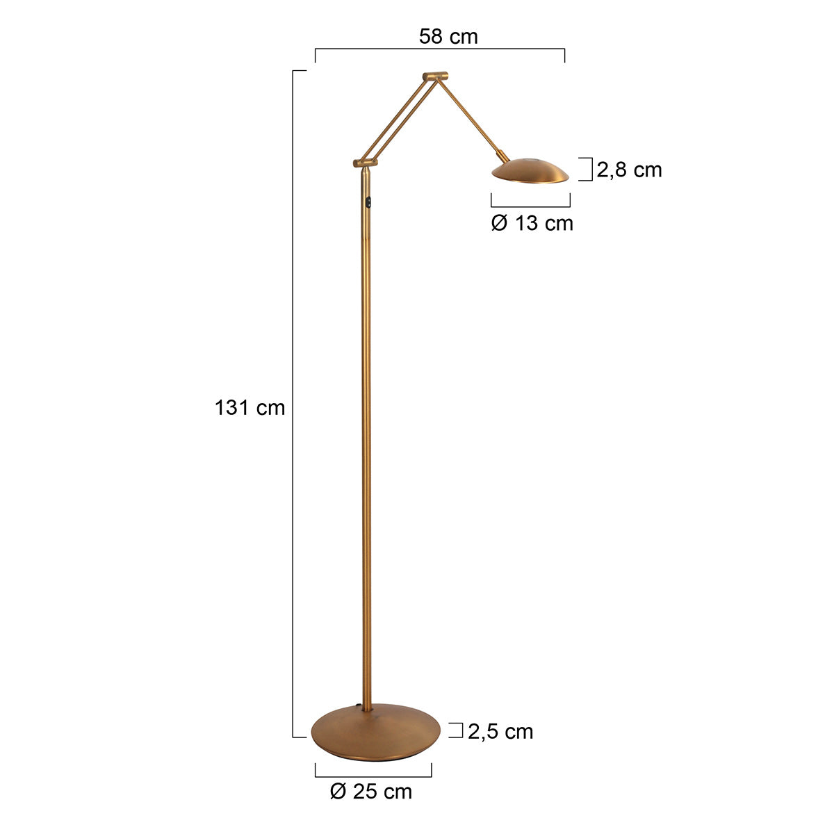 Leeslamp Daphne 2 4601BR - bronzen leeslamp met verstelbaar licht