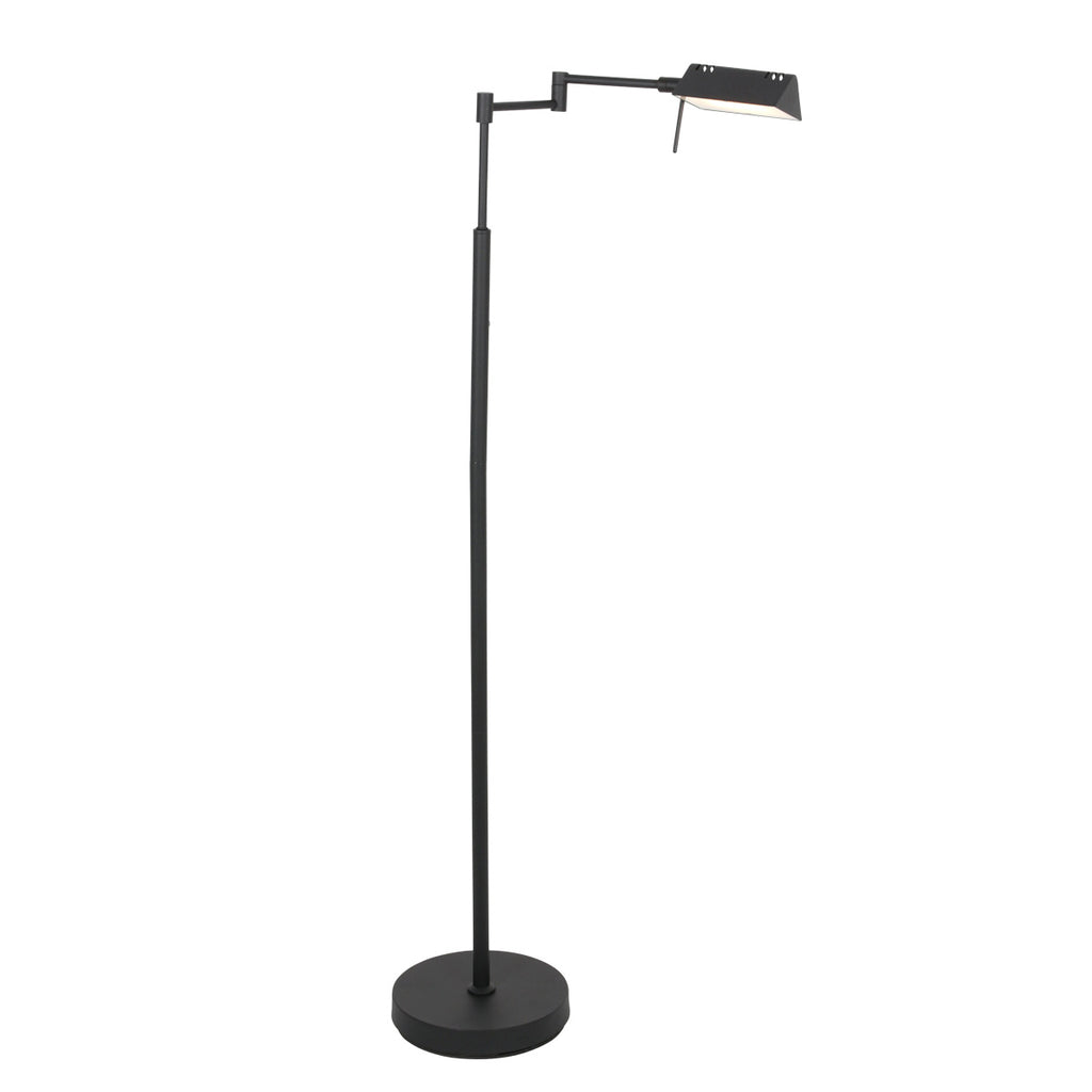 Leeslamp GlowGo 4603ZW – zwarte vloerlamp met accu en verstelbare arm