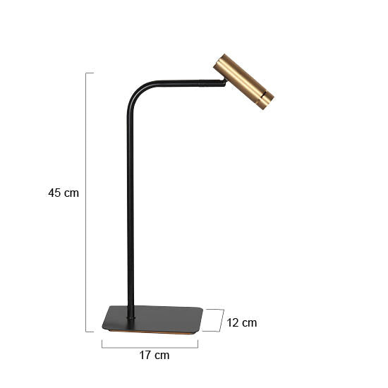 Tafellamp Lumo 4606BR - stijlvolle leeslamp in brons met zwart
