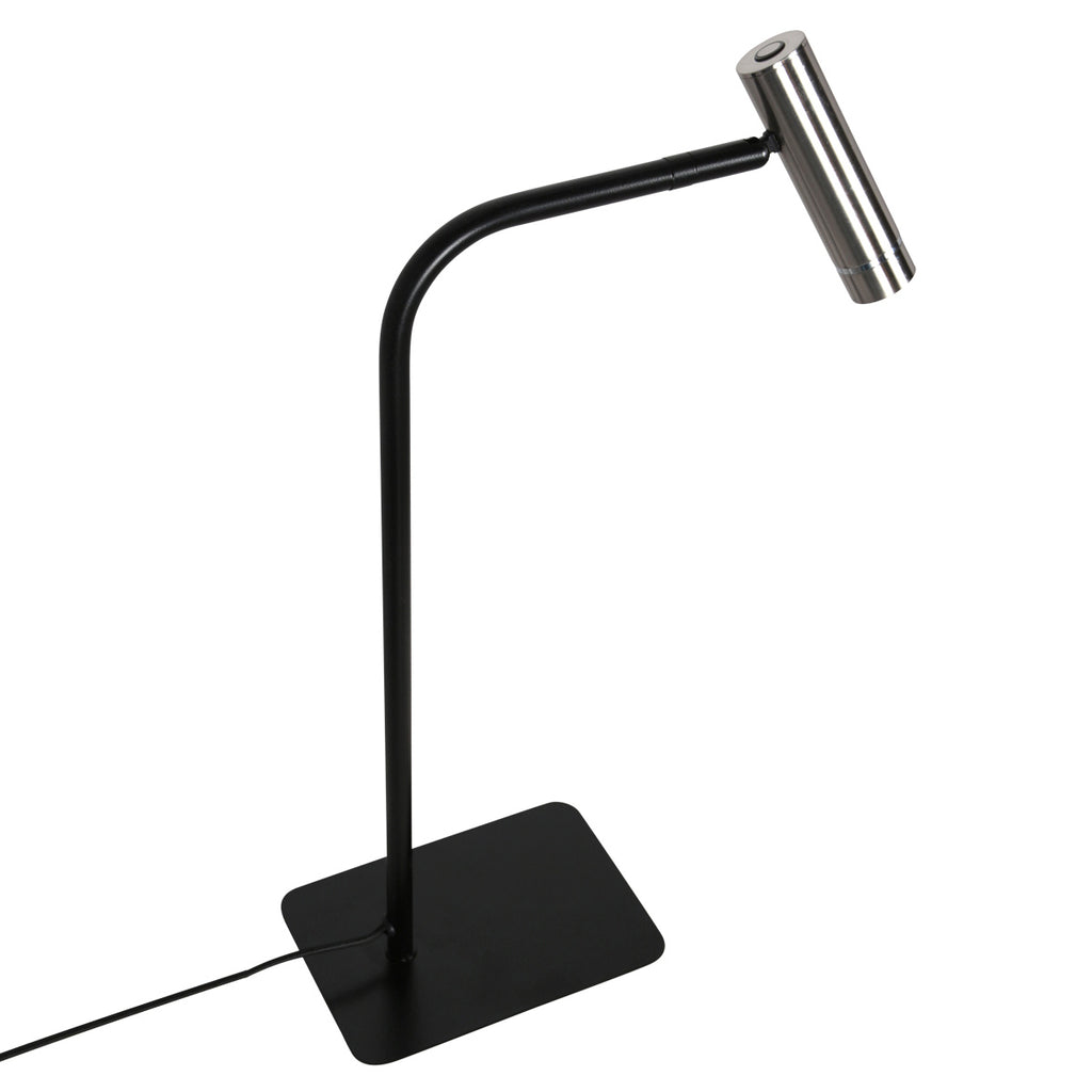 Tafellamp Lumo 4606ST - stijlvolle verstelbare leeslamp in staal met zwart