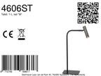 Tafellamp Lumo 4606ST - stijlvolle verstelbare leeslamp in staal met zwart