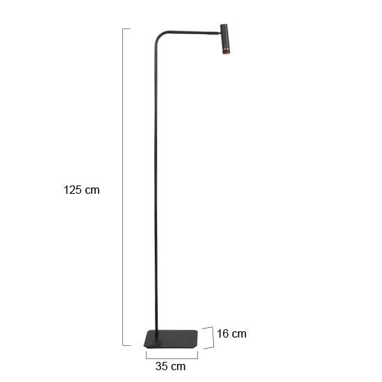Vloerlamp Lumo 4607ZW - moderne zwarte leeslamp met strak design