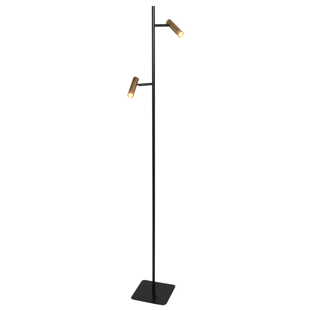 Vloerlamp Lumo 4608BR – moderne tweelichts leeslamp met bronzen accenten