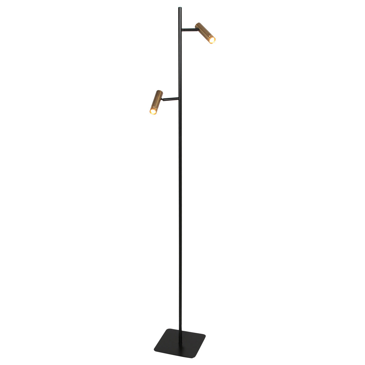 Vloerlamp Lumo 4608BR – moderne tweelichts leeslamp met bronzen accenten