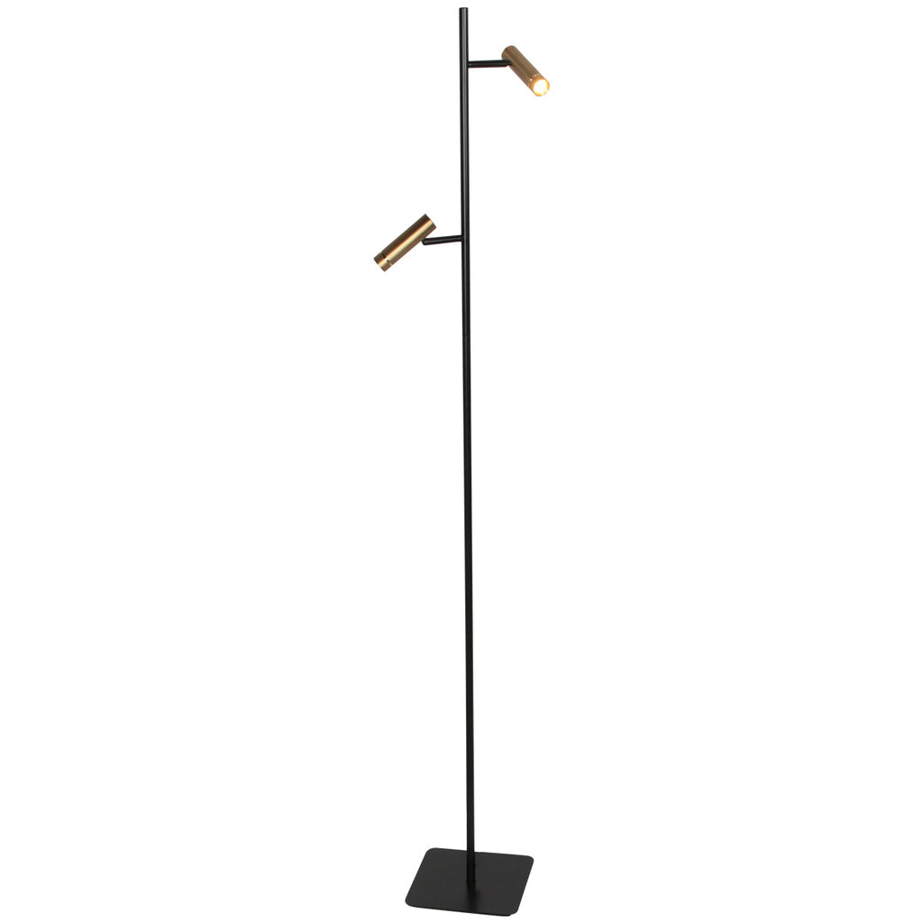 Vloerlamp Lumo 4608BR – moderne tweelichts leeslamp met bronzen accenten
