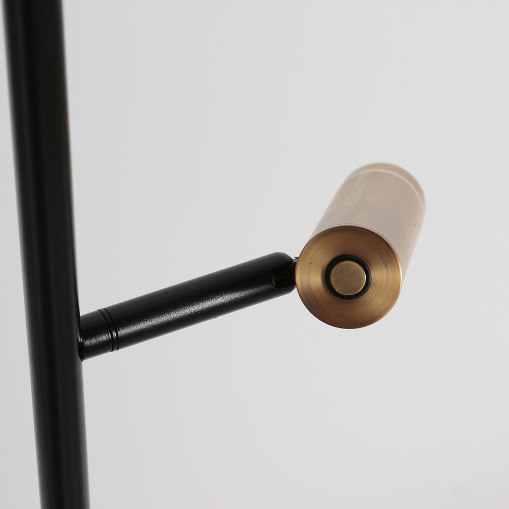 Vloerlamp Lumo 4608BR – moderne tweelichts leeslamp met bronzen accenten