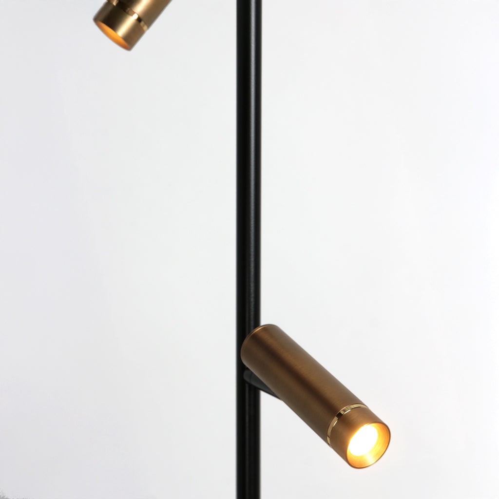 Vloerlamp Lumo 4608BR – moderne tweelichts leeslamp met bronzen accenten