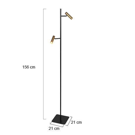 Vloerlamp Lumo 4608BR – moderne tweelichts leeslamp met bronzen accenten