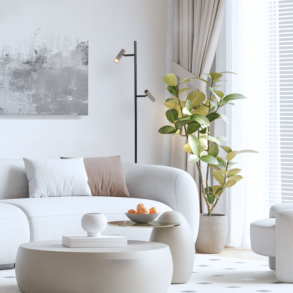 Vloerlamp Lumo 4608ST – eigentijdse tweelichts leeslamp met stalen accenten