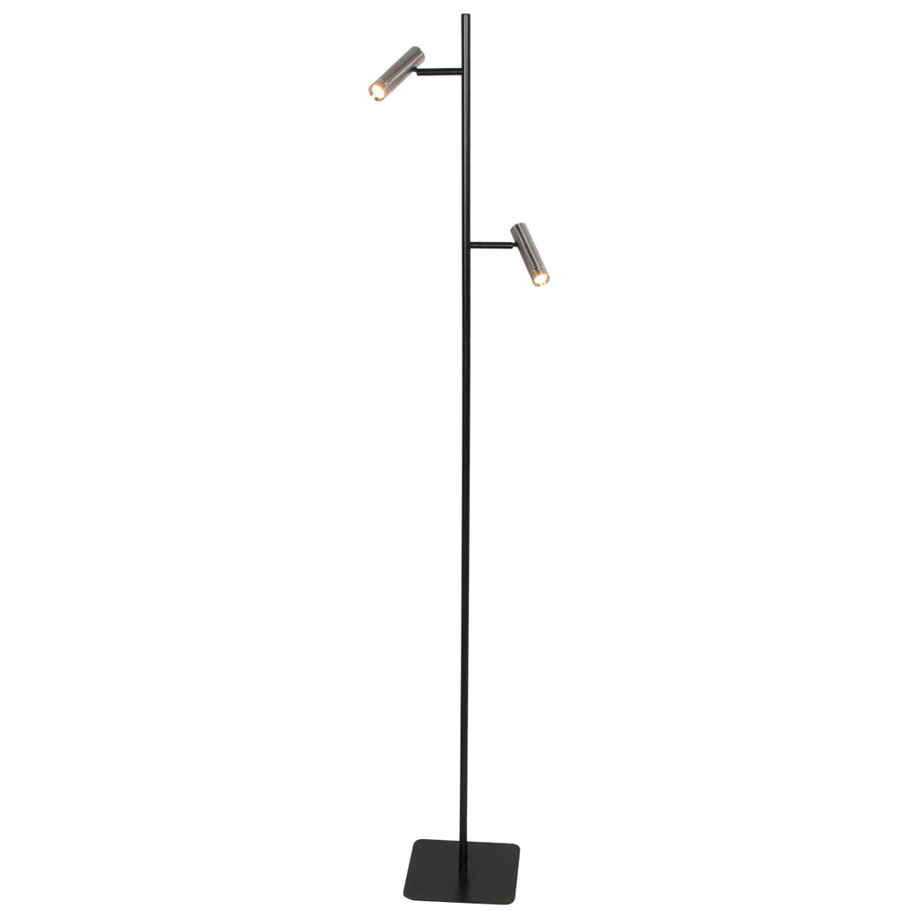 Vloerlamp Lumo 4608ST – eigentijdse tweelichts leeslamp met stalen accenten
