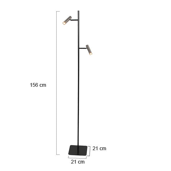 Vloerlamp Lumo 4608ST – eigentijdse tweelichts leeslamp met stalen accenten