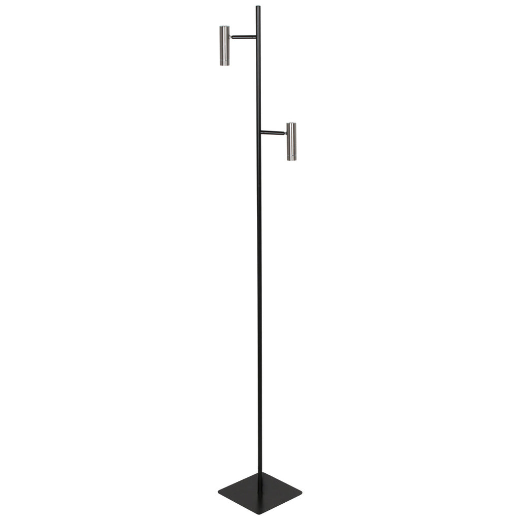 Vloerlamp Lumo 4608ST – eigentijdse tweelichts leeslamp met stalen accenten