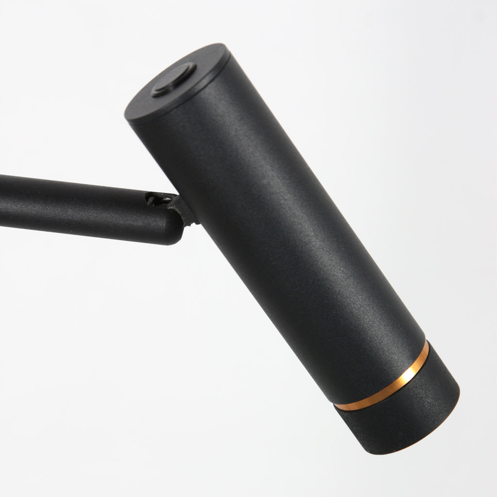 Vloerlamp Lumo 4608ZW – strakke tweelichts zwarte LED leeslamp