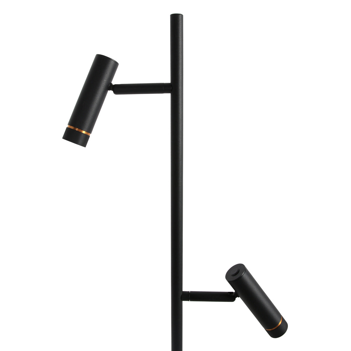Vloerlamp Lumo 4608ZW – strakke tweelichts zwarte LED leeslamp