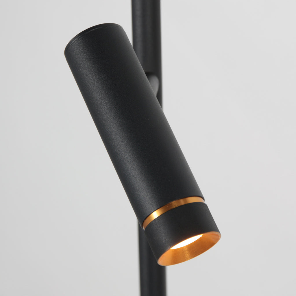 Vloerlamp Lumo 4608ZW – strakke tweelichts zwarte LED leeslamp