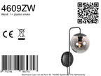 Wandlamp Bollique 4609ZW zwarte lamp met smoke glas