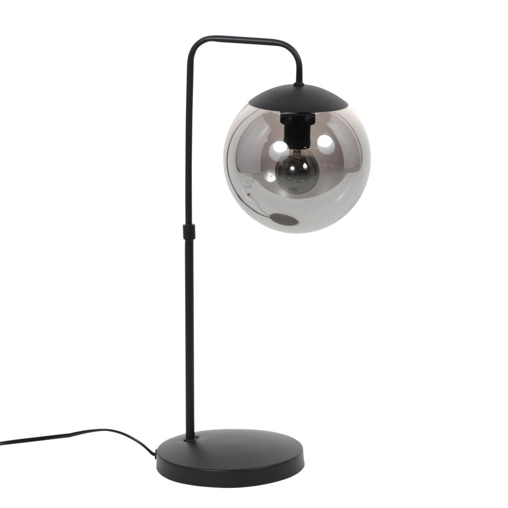 Tafellamp Bollique 4610ZW zwarte lamp met smoke glas