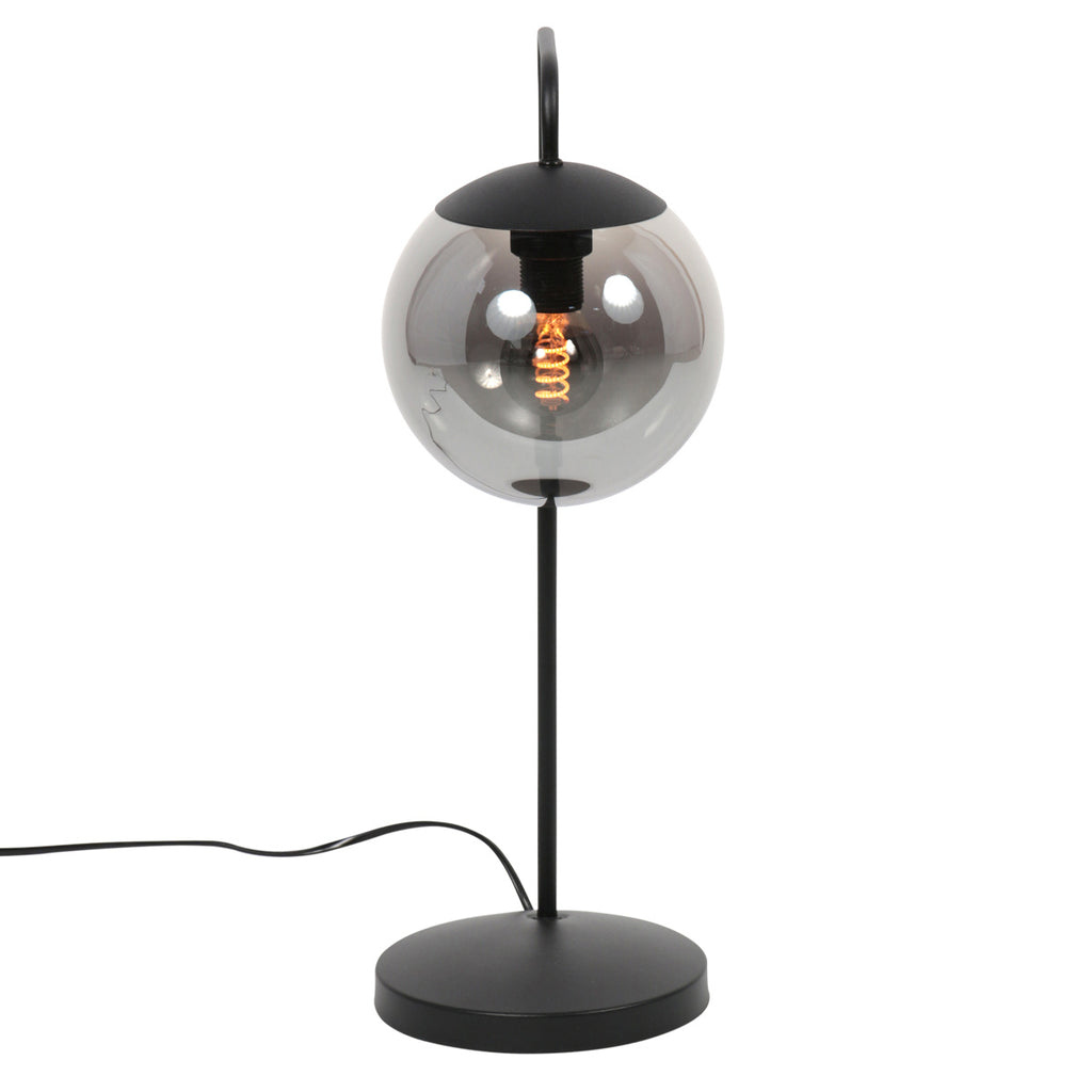 Tafellamp Bollique 4610ZW zwarte lamp met smoke glas