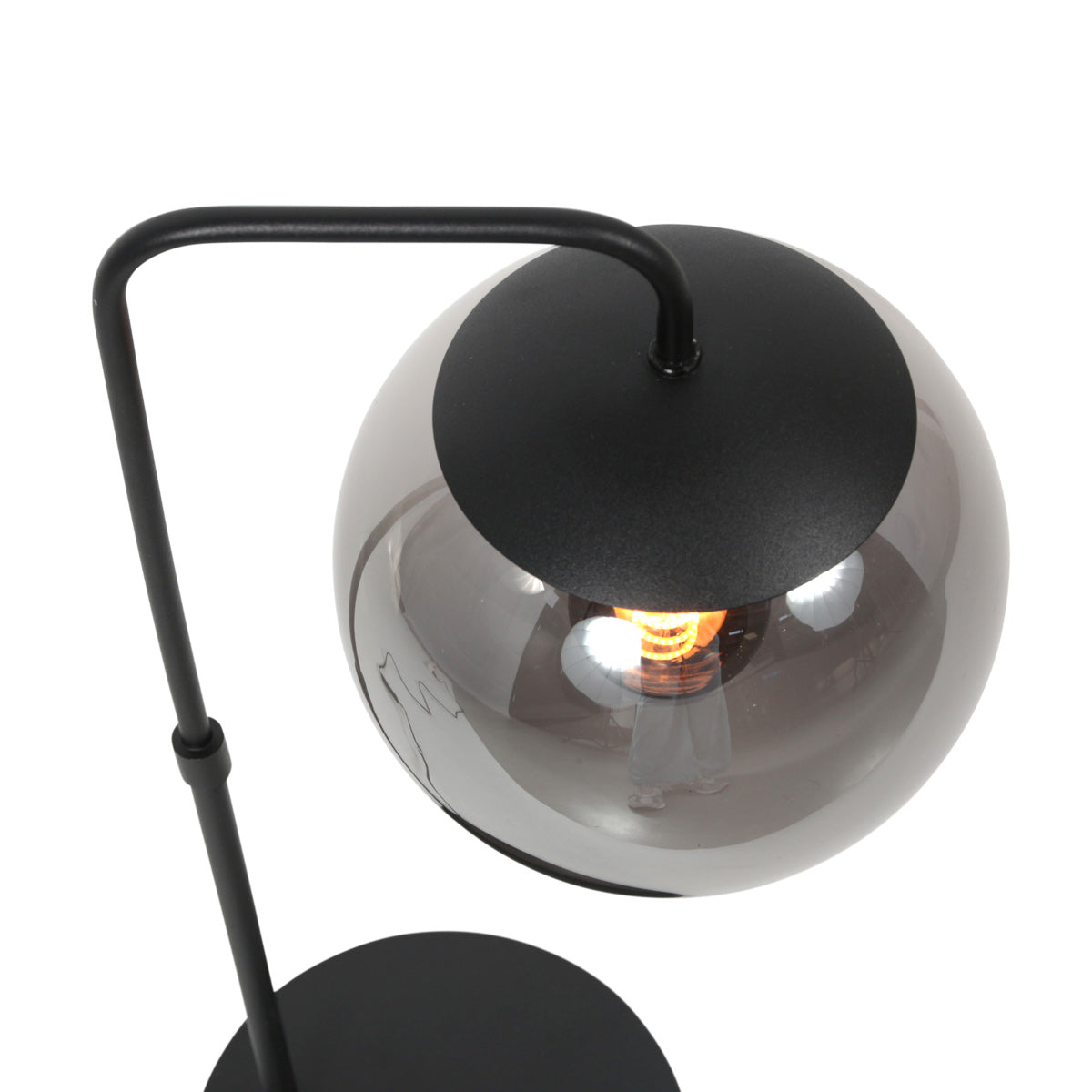 Tafellamp Bollique 4610ZW zwarte lamp met smoke glas