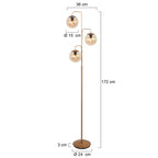 Vloerlamp Bollique 4611BR Sfeervolle bronzen 3 lichts lamp met amber glas