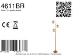 Vloerlamp Bollique 4611BR Sfeervolle bronzen 3 lichts lamp met amber glas