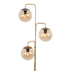 Vloerlamp Bollique 4611BR Sfeervolle bronzen 3 lichts lamp met amber glas