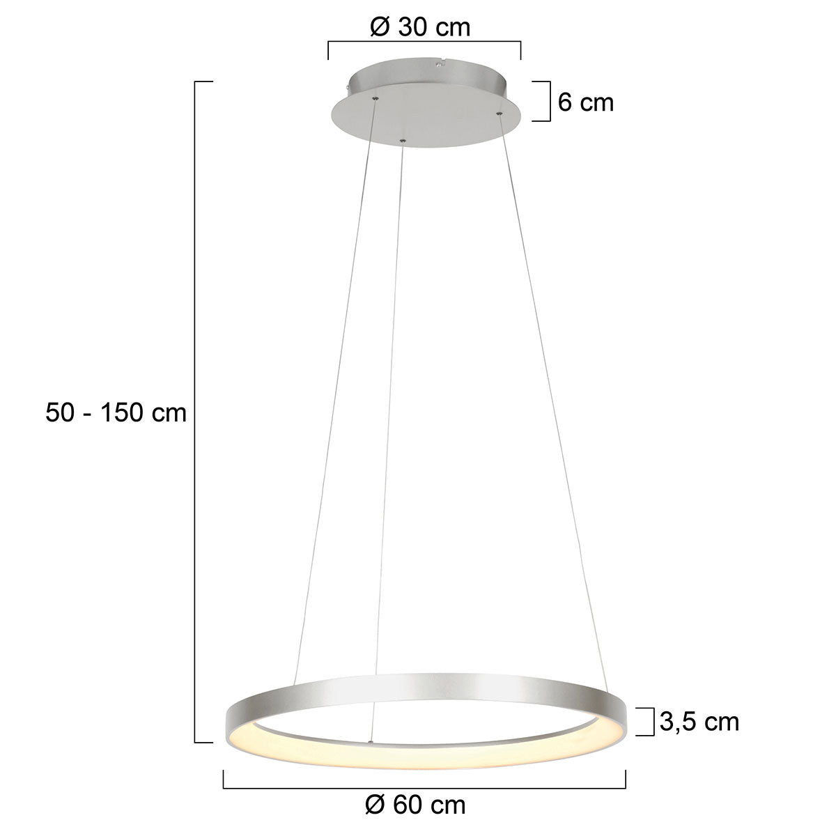 Stalen hanglamp Ringlede 4612ST met cable-lift systeem