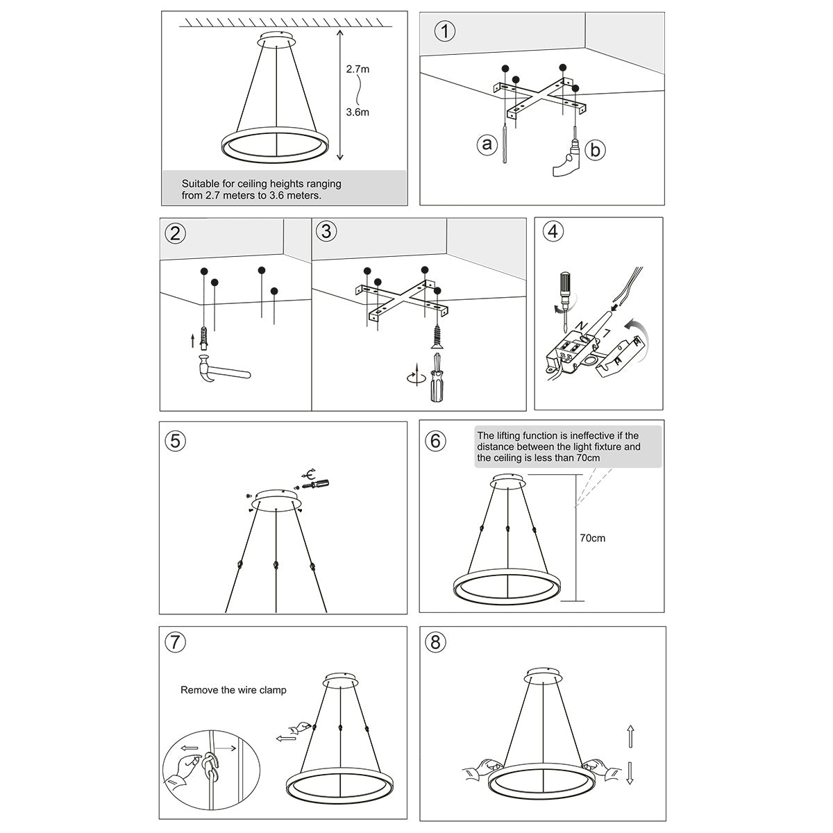 Zwarte hanglamp Ringlede 4612ZW met cable-lift systeem