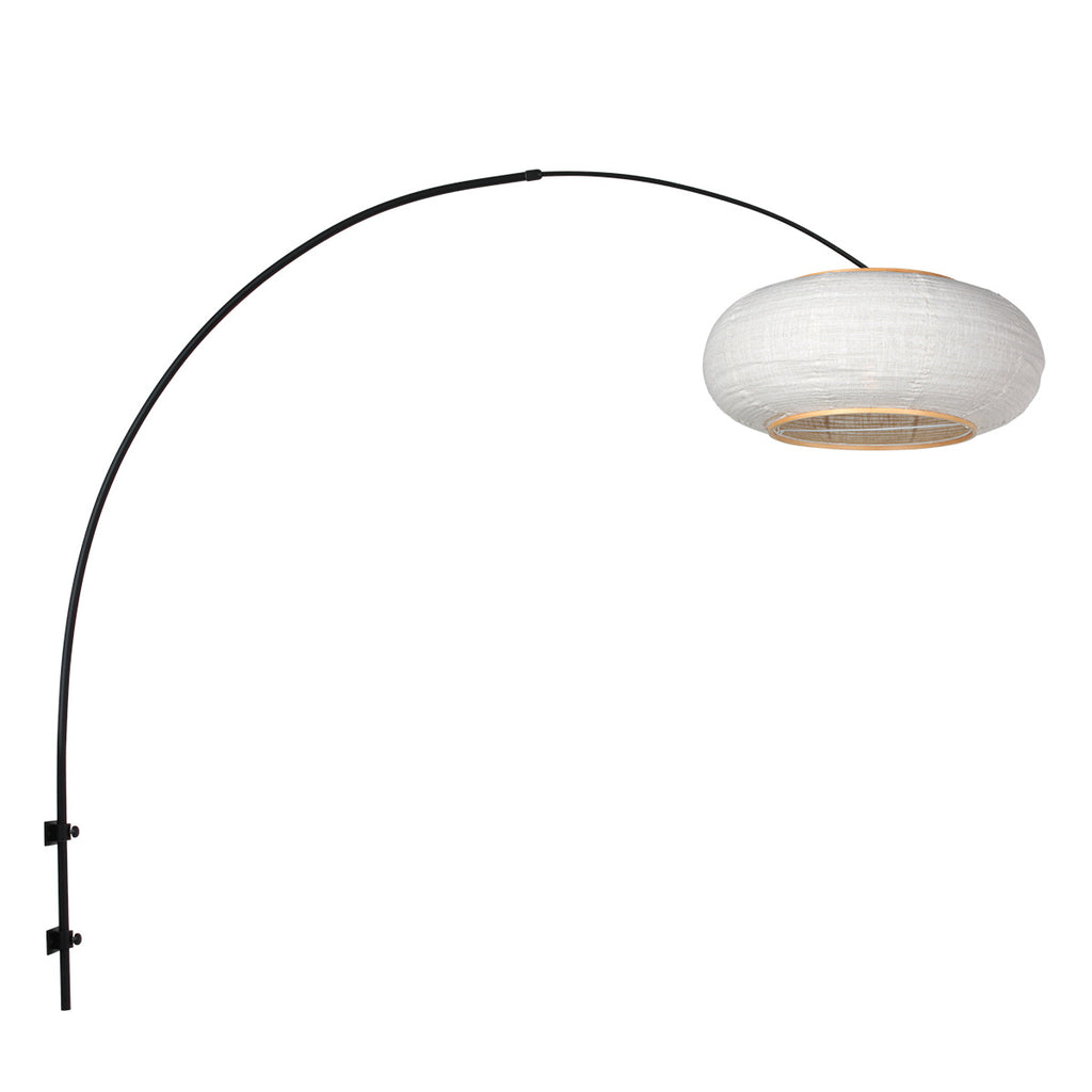 Boog wandlamp Silva Alba 4619ZW zwart met linnen kap Ø60 cm